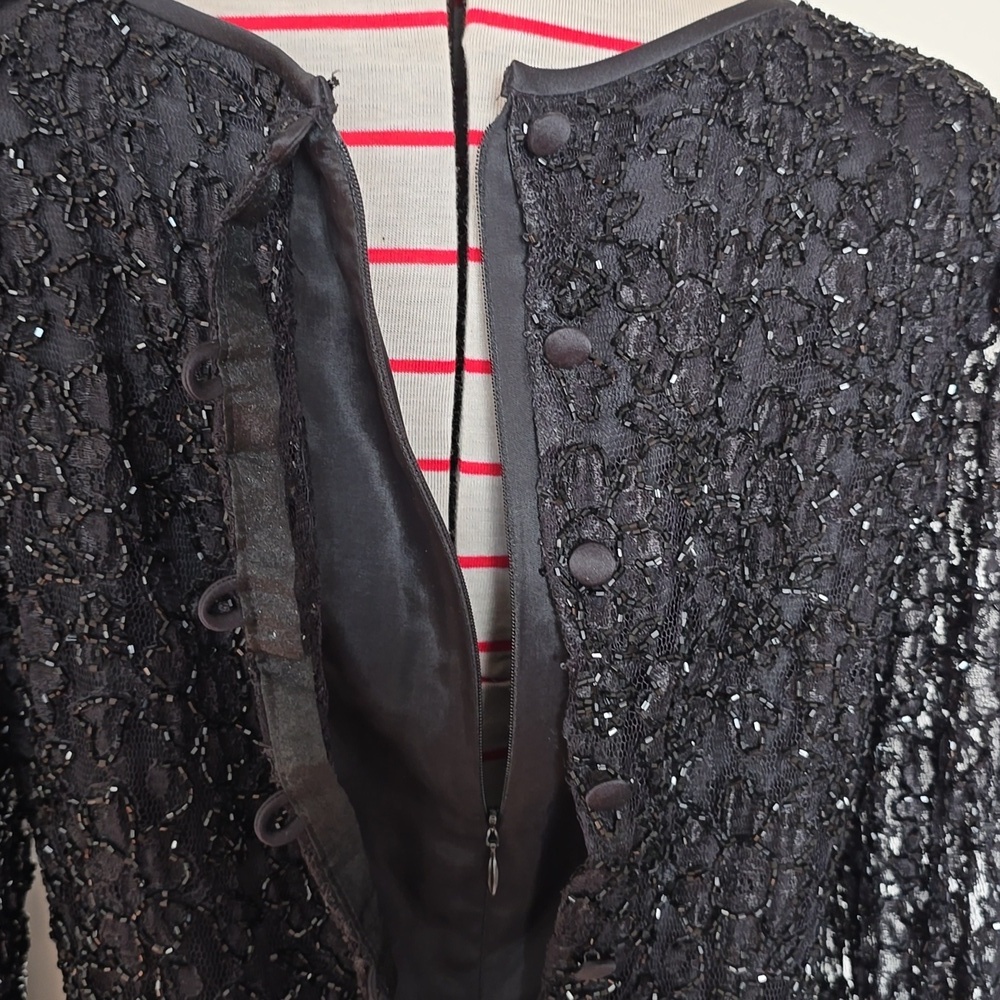 Cattiva New York - Vintage Black Beaded Lace Evening Gown​​ - Picture 12 of 14